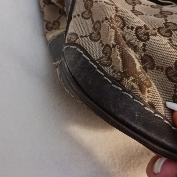 Gucci Tote Shoulder Bag Purse w LARGE GOLD BOW CC Monogram Canvas Vintage - Picture 13 of 17